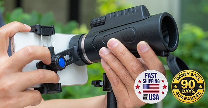 Phone attached to the Starscope with the phone clip